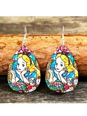 Alice in Wonderland Earrings Dream We're All Mad Here Fantasy Trip Disney Trendy